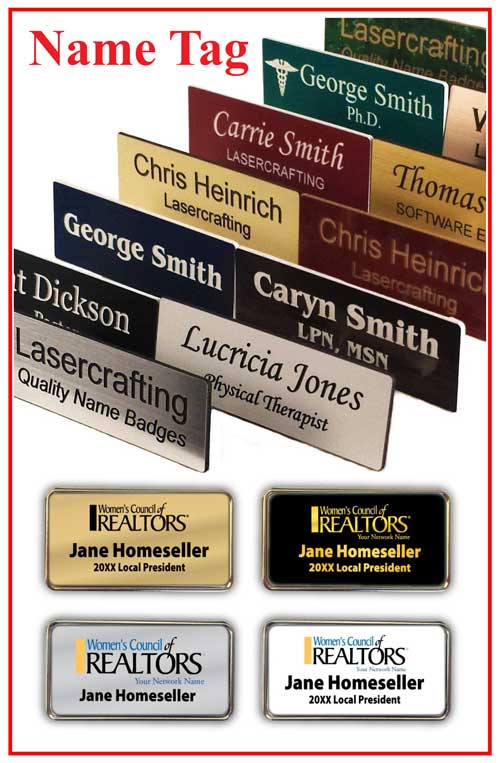 Name Badges / Name Tags / ID Tags / Trophy or Picture Labels - Lasercrafting